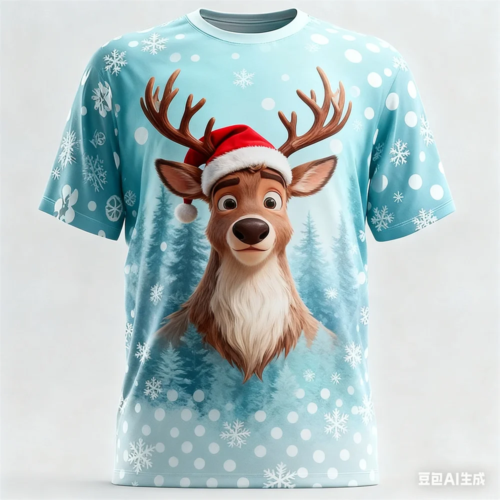 

Christmas Men's T-shirt 3D Animal pattern printed Men's and women's round neck T-shirt quick-dry t shirt for man Unisex clothing