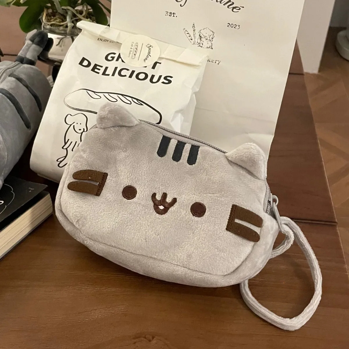 Pluche etui Draagbare pennendoos Opbergtas Portemonnee Multifunctionele potloodtas Cosmetische tas Schattige kattenpennenzak voor cadeau