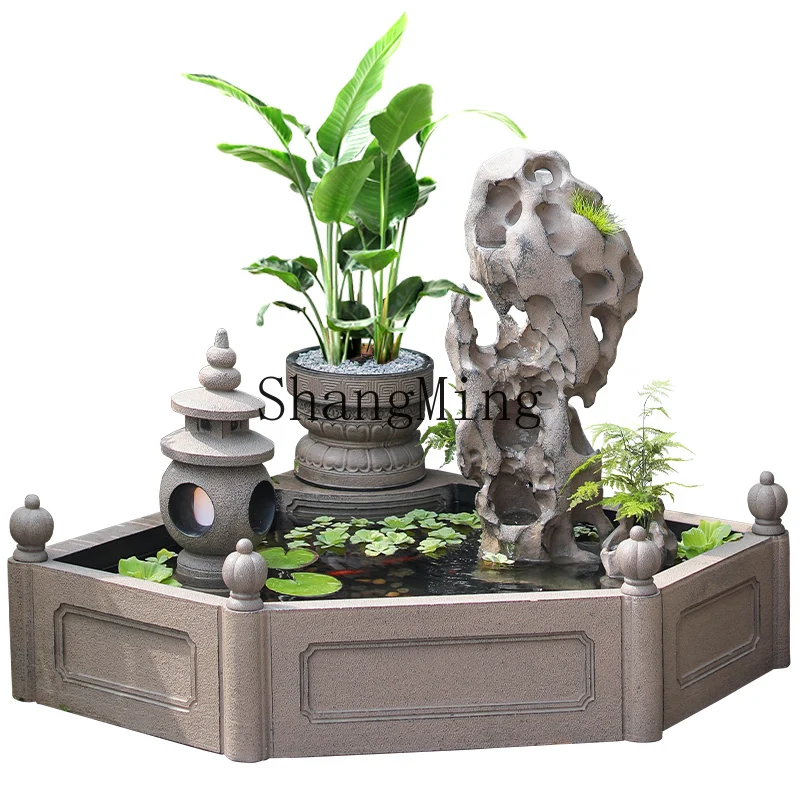 

FG courtyard fish pond landscaping large flowing water ornament garden terrace garden arrangement rockery fountain landscape