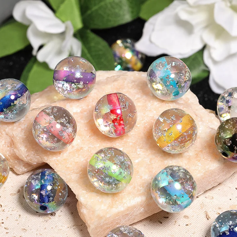 DIY Jewelry Findings Glitter Bling Colorful Core Acrylic Transparent Gumball Beads Fit Bracelet Necklace Earring Pen 16mm 50pcs