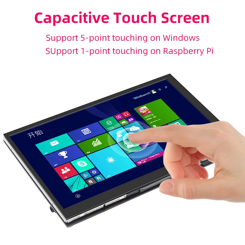 Imagem -03 - Portátil Ips Lcd Capacitivo Touch Screen Monitor Raspberry pi Laptop pc Alto-falantes Opcionais 1024x600 Monitor 7