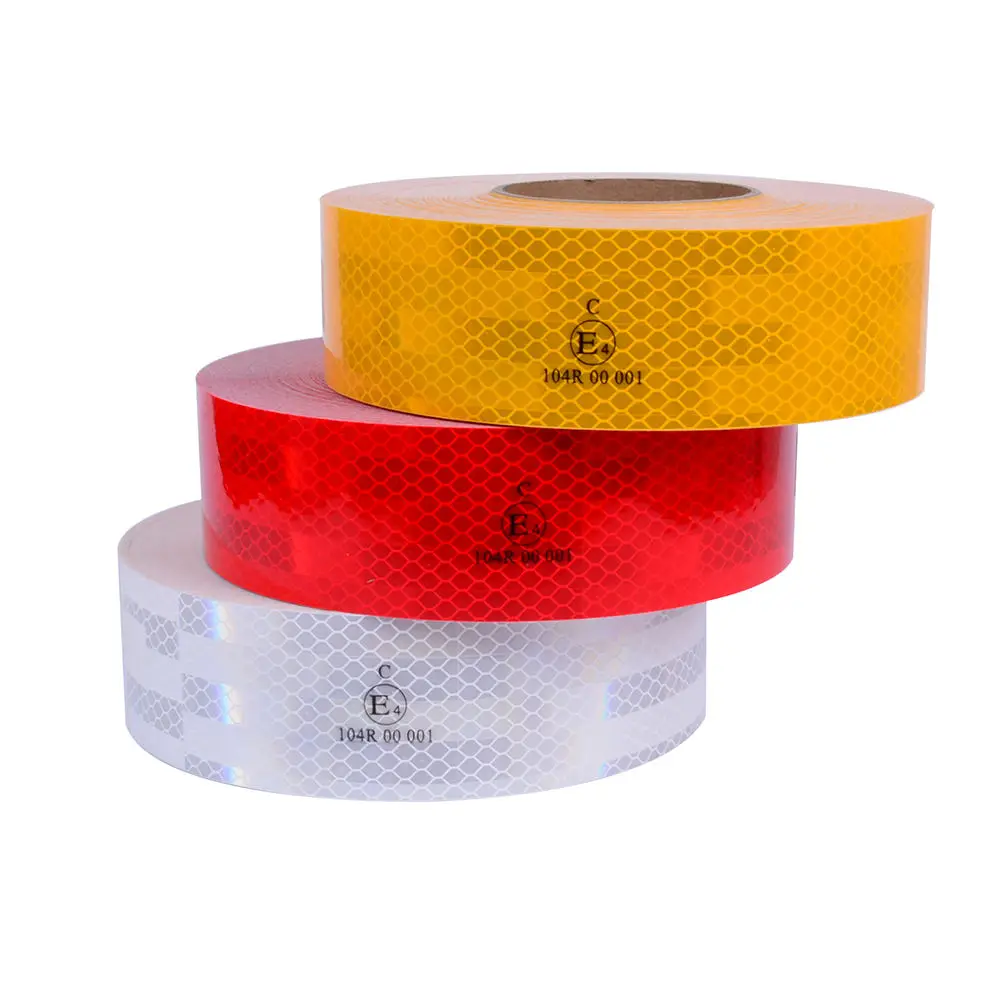 DIY 5cm*1m PET Reflective Tapes White Red Yellow Waterproof Safety  Sticker Adhesive Outdoor Prismatic Sheeting Conspicuity Film