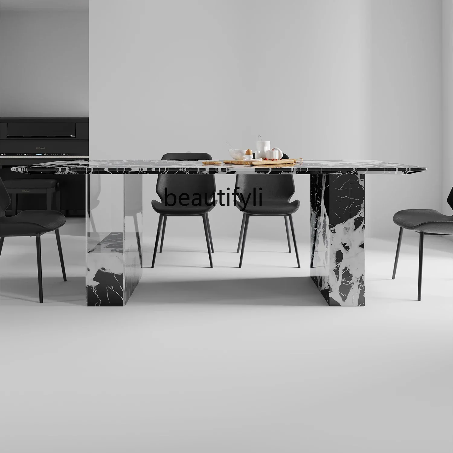 

ss7486 SSSuspended dining table marble, black luxury stone rectangular dining table light luxury acrylic wabi sabi wind size apa