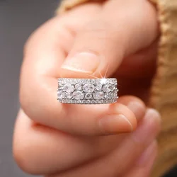 2026 European and American Sparkling Set Zircon Ring Women's Light Luxury Geometric Design Fashion Engagement Jewelry