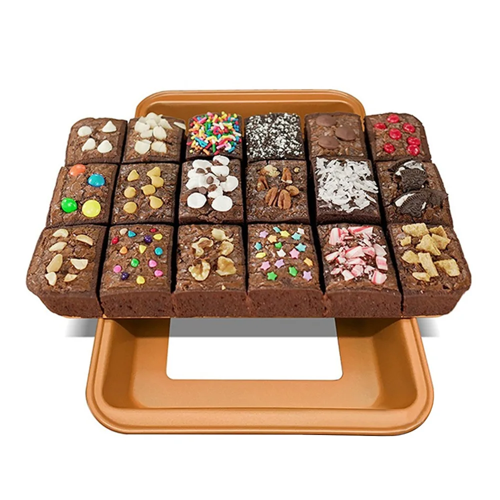 31 x 20cm Brownie Baking Tray 18 Slot Carbon Steel Brownie Pan with Divider Non Stick Coating Easy Release Brownie Cutter