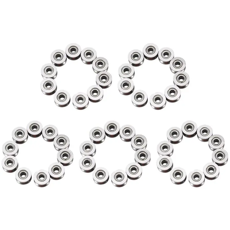 DT17 50pcs U for Groove Bearing U624ZZ Carbon Steel V for Groove Ball Bearing Pulley 4x13x7mm for Linear Motion Rail