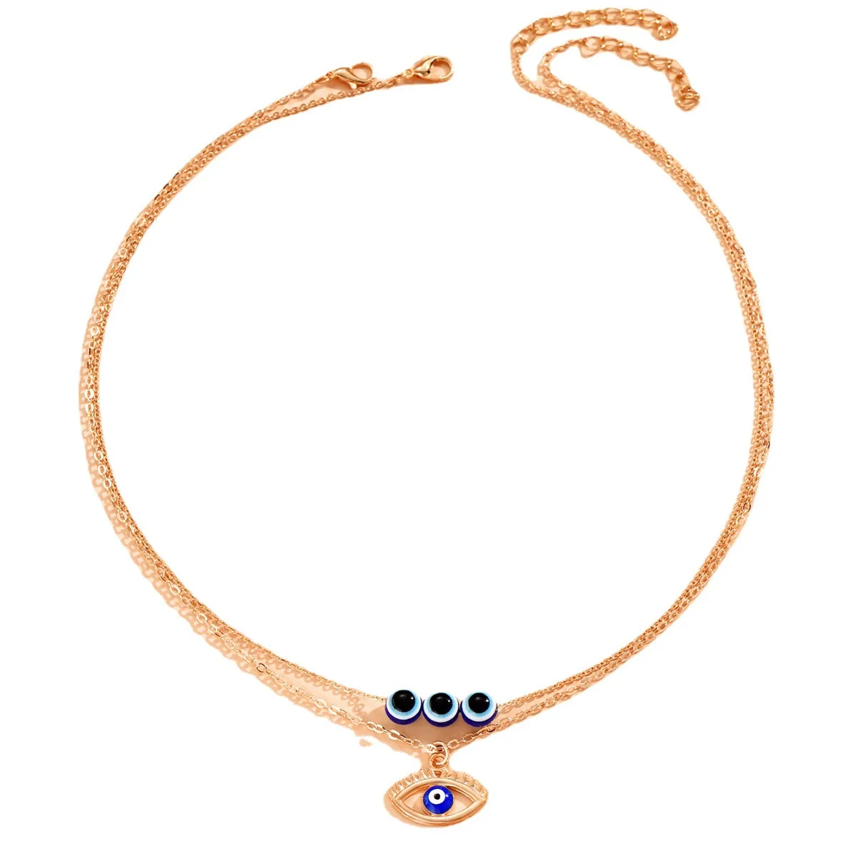 S3257 Fashion Jewelry Evil Eye Necklace For Women Double Layer Blue Eyes Pendant Choker Necklaces