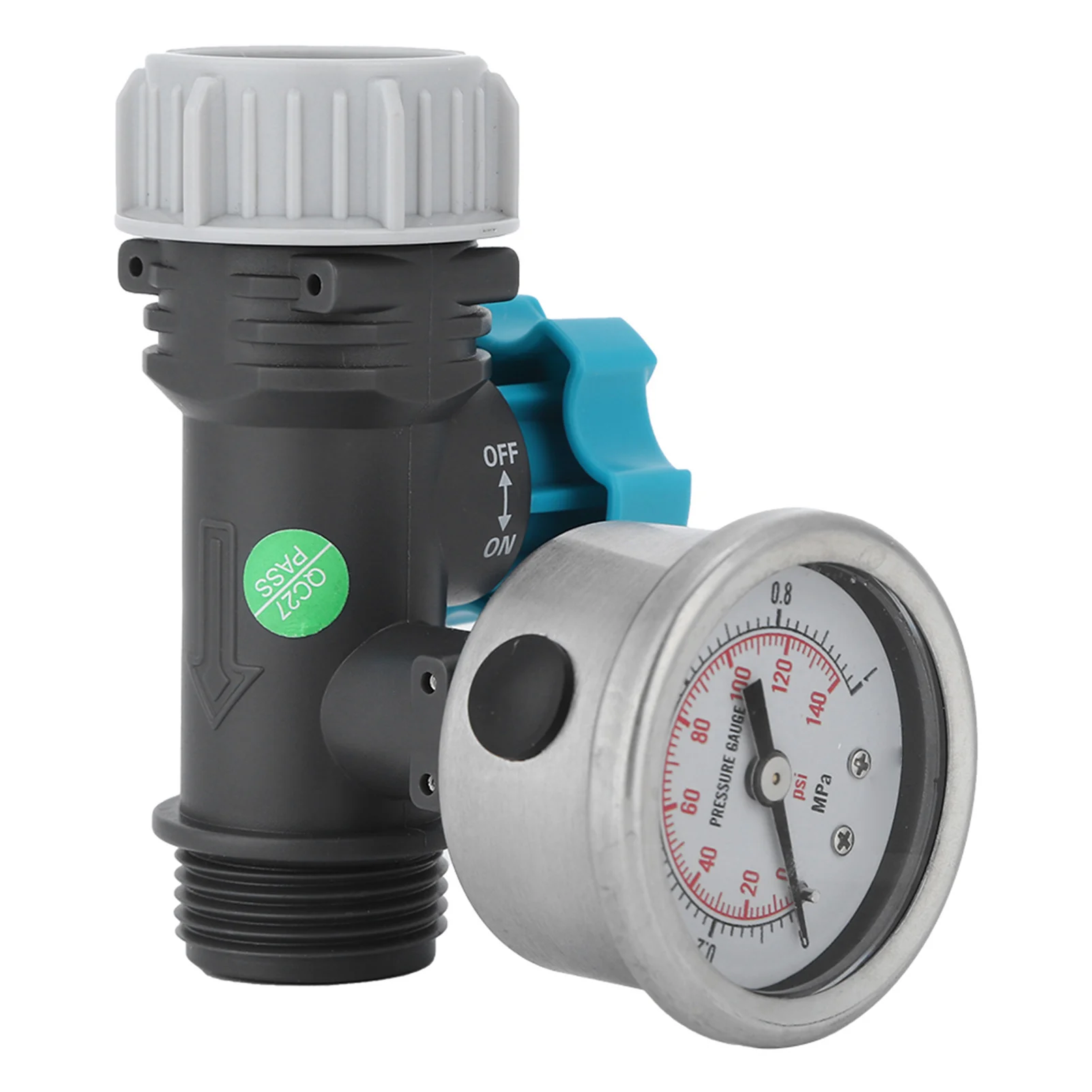 G3/4in Adjustable Water Pressure Regulator Valve with Pressure Gauge Greenhouse Garden Irrigation Controller