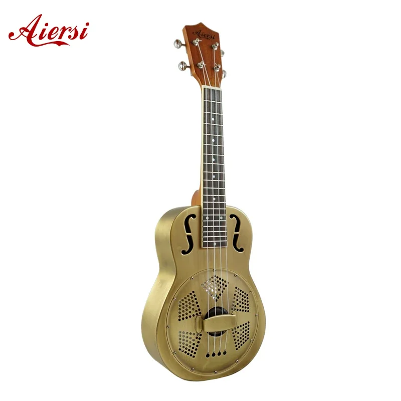 

Aiersi brand F Holes Matt Bell Brass Body Resonator Ukulele 24 inch concert ukelele travelhawaii guitar string instruments