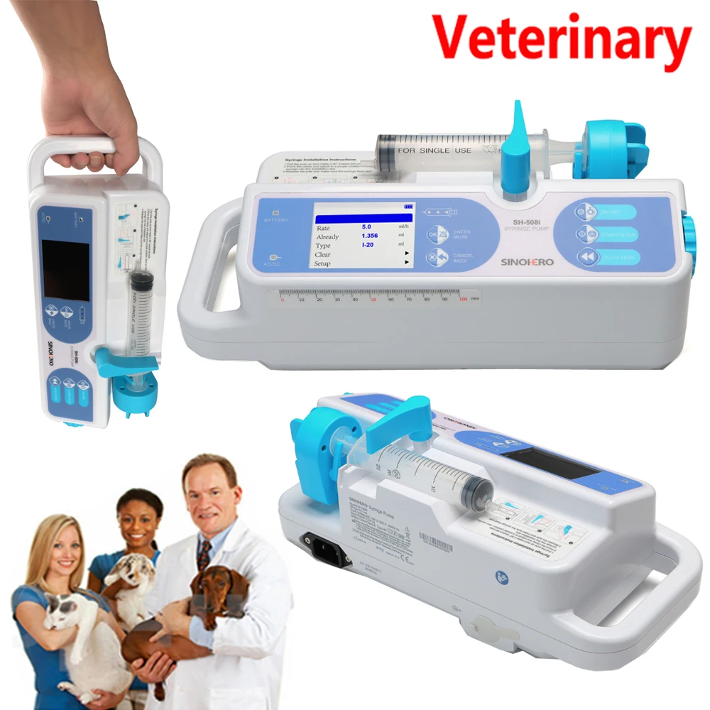 SINOHERO SH-508i-Vet Veterinary Medical Syringe infusion Pump instrument injector Syringe Pump for Animals Hospital Clinic