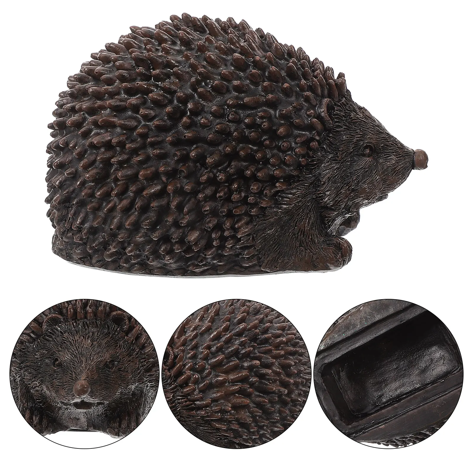 مفتاح إخفاء القنفذ الراتنج دائم آمنة في الهواء الطلق حديقة التماثيل لحديقة ديكور تمثال حامل مخفي تخزين الحاويات #6