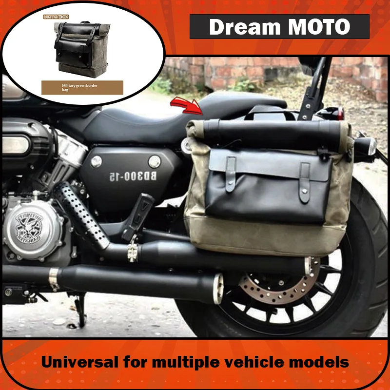 【Premium】For Chinchilla Greystone CM300 QJMOTOR Flash 350 Vintage Motorcycle Canvas Side Bag Side Messenger Bag Accessories