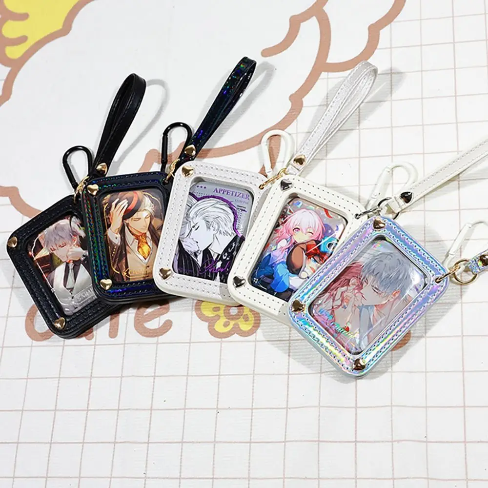 Transparent Badge Ita Bag Anime Badge Holder Square Card Holder Keychain Pins Display Base Card Holder Laser Leather