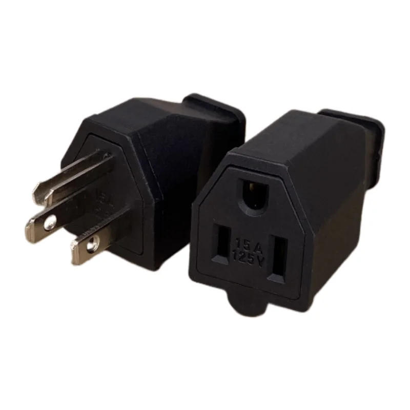 أسود 125 فولت 15a Nema L5-15P L5-15R الولايات المتحدة أنثى ذكر موصل USA Triprong مخرج طاقة الأسلاك الكهربائية وعاء التيار المتناوب المقبس التوصيل