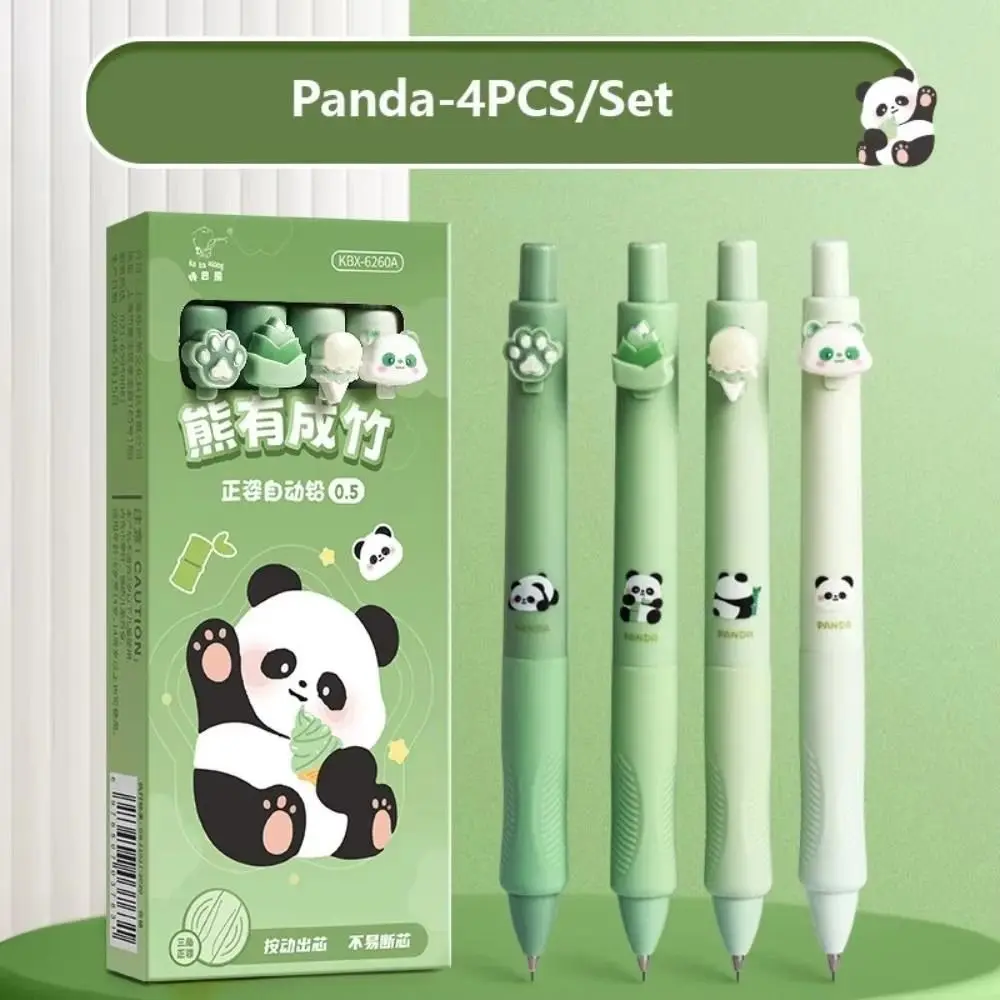 4PCS Aesthetic Capybara Panda Mechanical Pencil Soft Grip Good Looking 0.5mm Propelling Pencil Writing Drawing Automatic Pencil