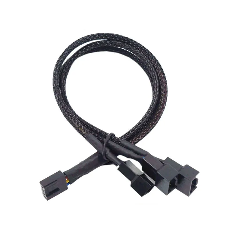 Cable de ventilador Pwm de 4 pines, divisor de 1 a 4/3/2/1 vías, manga negra, conector de Cable de extensión de 26cm, Cables de extensión Pwm, nuevo