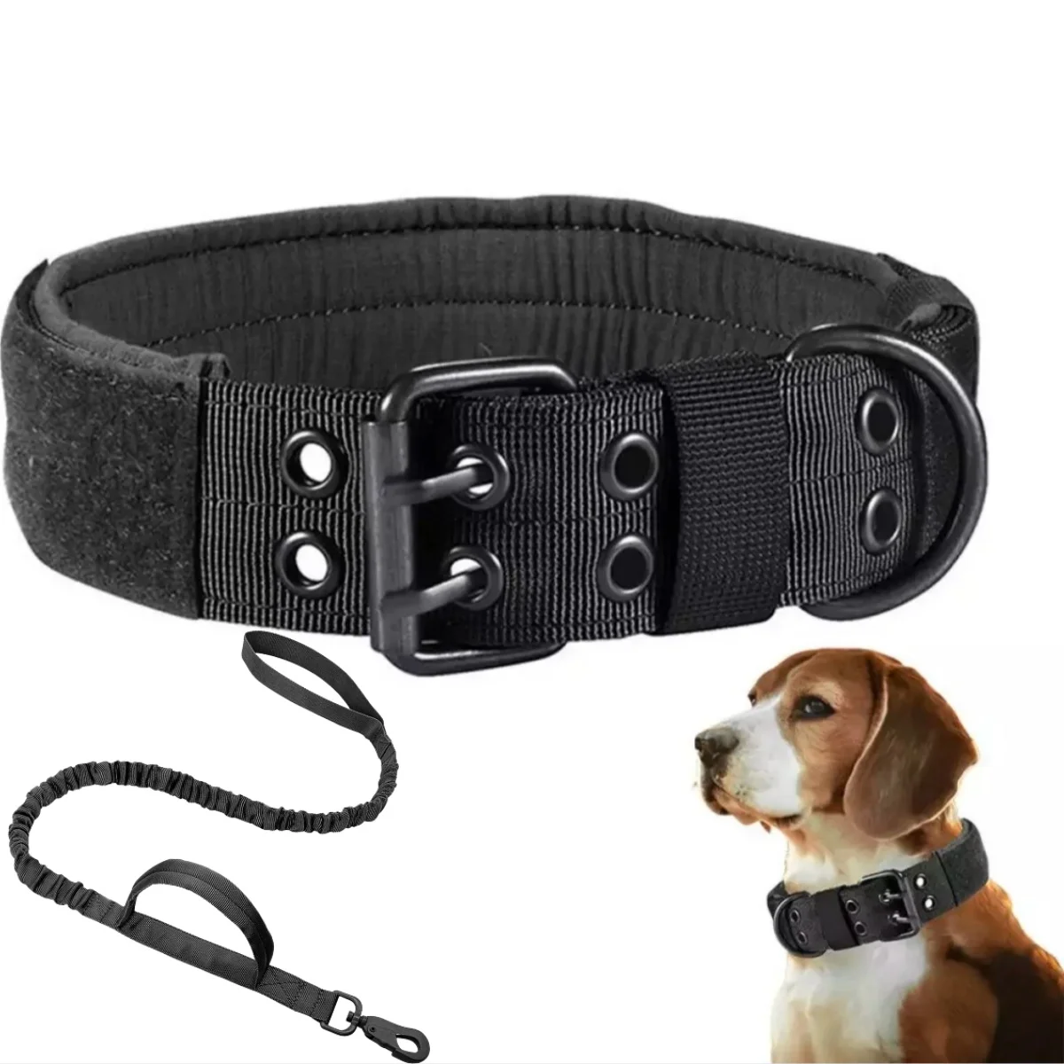 Adjustable Pet Tactical Dog Collar Durable Double Buckle German Shepherd Training Leash and Collar Large Medium Dogs Accessories