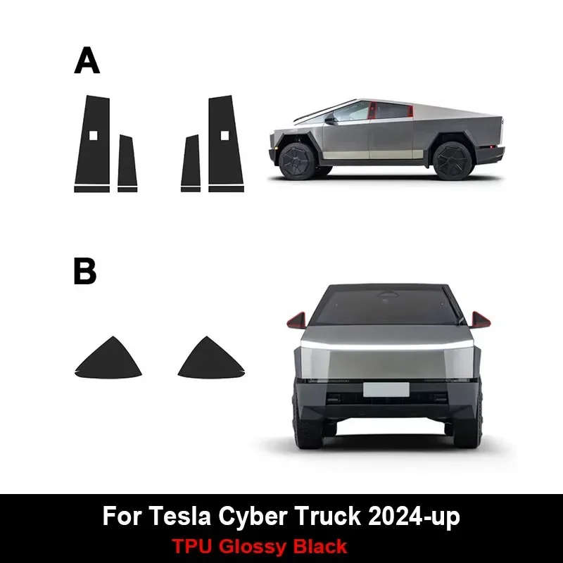 

Для Tesla Cybertruck 2024-Up ТПУ черный глянцевый аксессуар против царапин автомобильная стойка B защитная пленка для краски прозрачный бюстгальтер PPF комплект