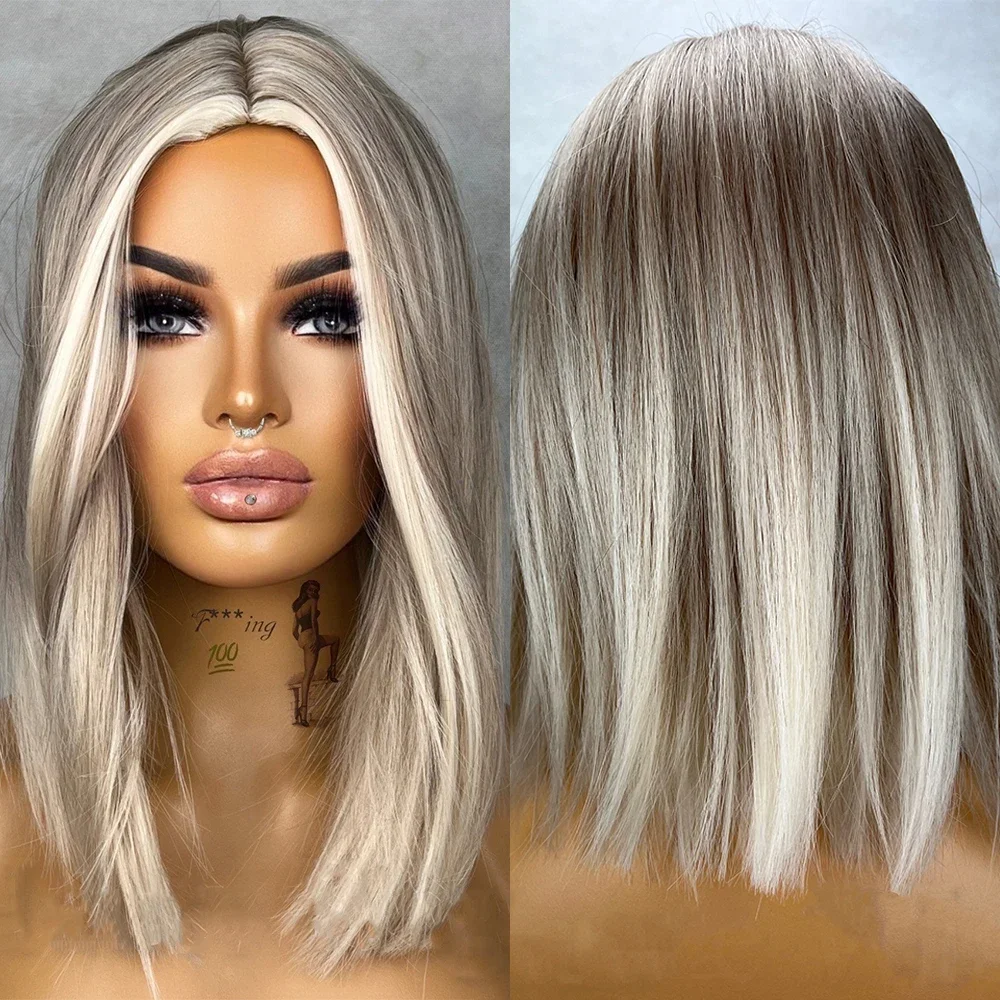 

14inch Soft Highlight Blond Straight Hair 150 density and 13×4 100%human hair wig lace front wig, with baby hair pre plucked
