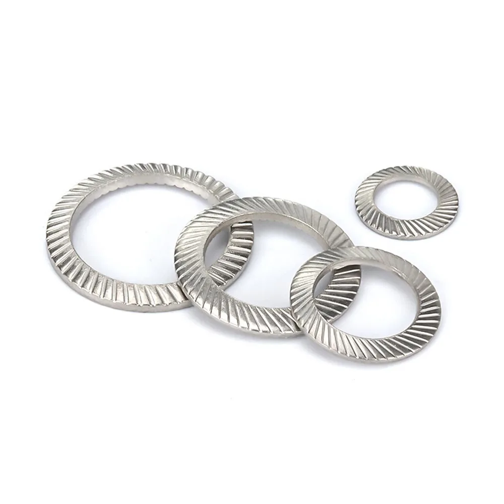 10/50pc M2.5 M3 M4 M5 M6 M8 M10 M12 M14 M16 DIN9250 304 Stainless Steel Knurled Elastic Gasket Disc Spring Serrated Lock Washer