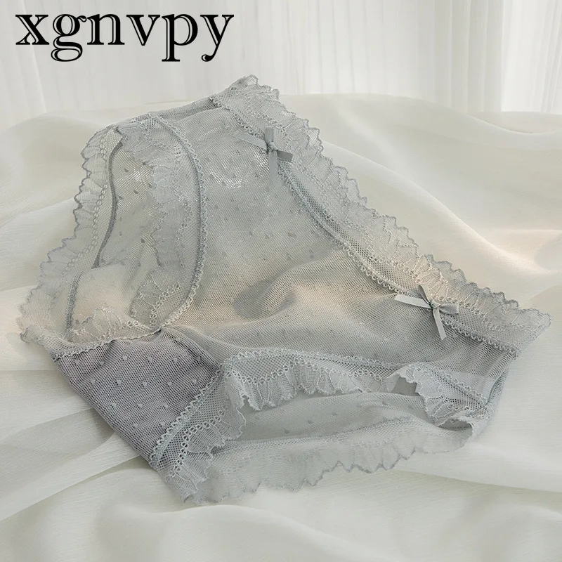 xgnvpy Women\'s Underwear Panty Sexy Lace Hollow Out Comfort Briefs Low Waist Seamless Underpants Female Lingerie Size L XL