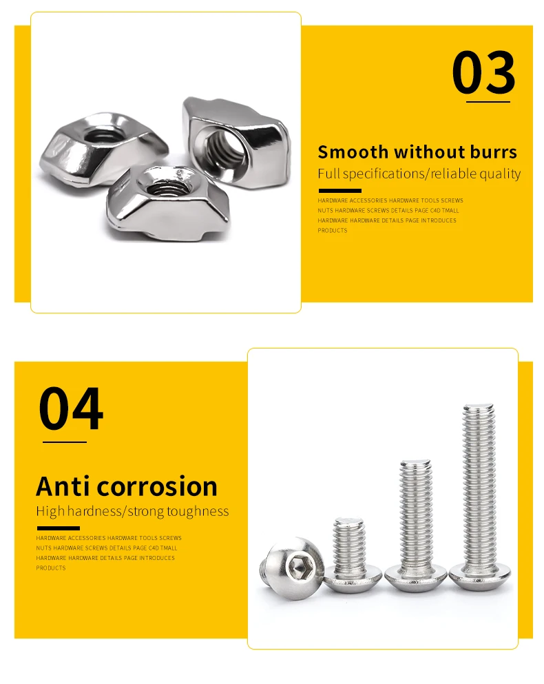 M3 M4 M5 M6 2020 3030 4040 Serie T-Gleitmutter- und Bolzensatz Hammerkopf-T-Nutmutter mit Sechskantschraube T-Mutter-Set für Aluminiumprofil – Detail 10