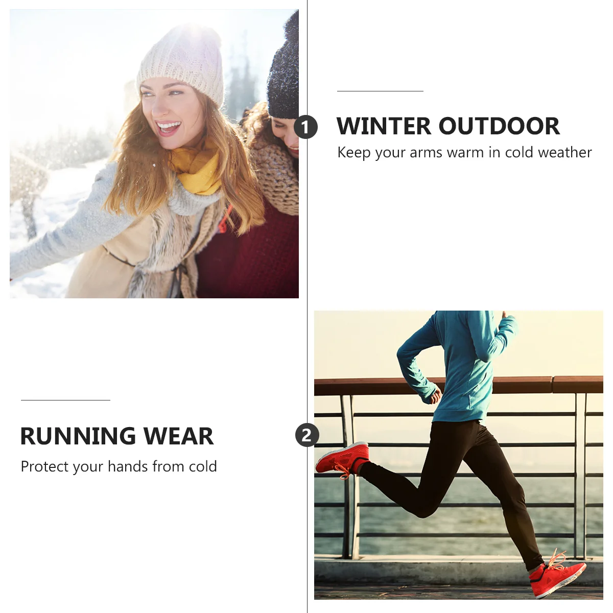 

1Pair Fingerless Gloves Warm Knitted Forearm Sleeves Long Winter Cover for Cycling Running Driving Outdoor Sports