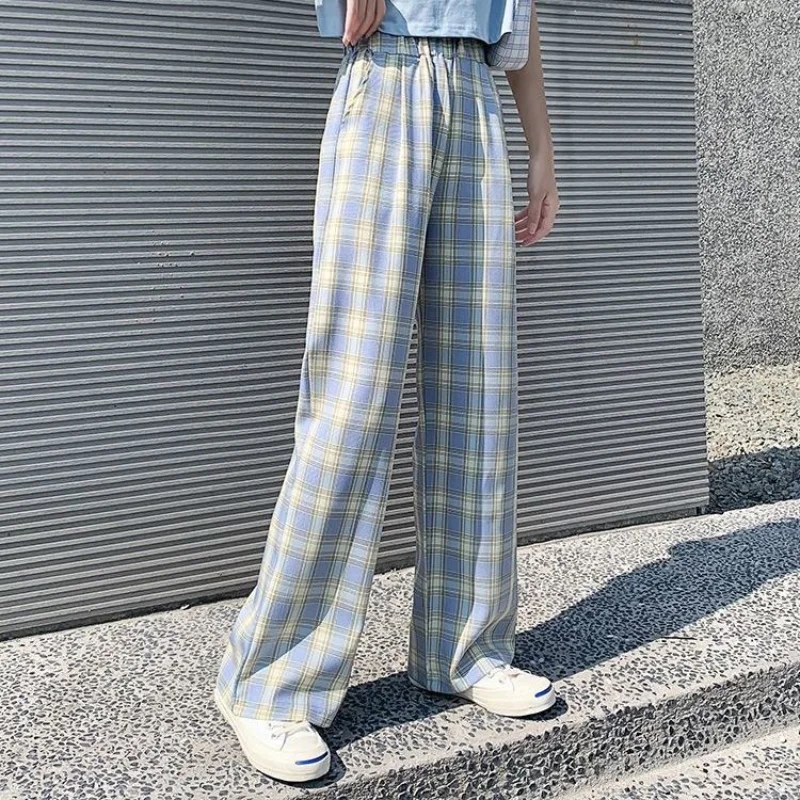 

Checkered Pants Plaid Women's Free Shopping Loose Straight Wide-leg Wild Straight Casual Plaid