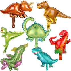 7 Pcs Mini Dinosaur Balloon Small Cartoon Tyrannosaurus rex Triceratops Swift Raptors Triceratops Children's Birthday Toy Decor