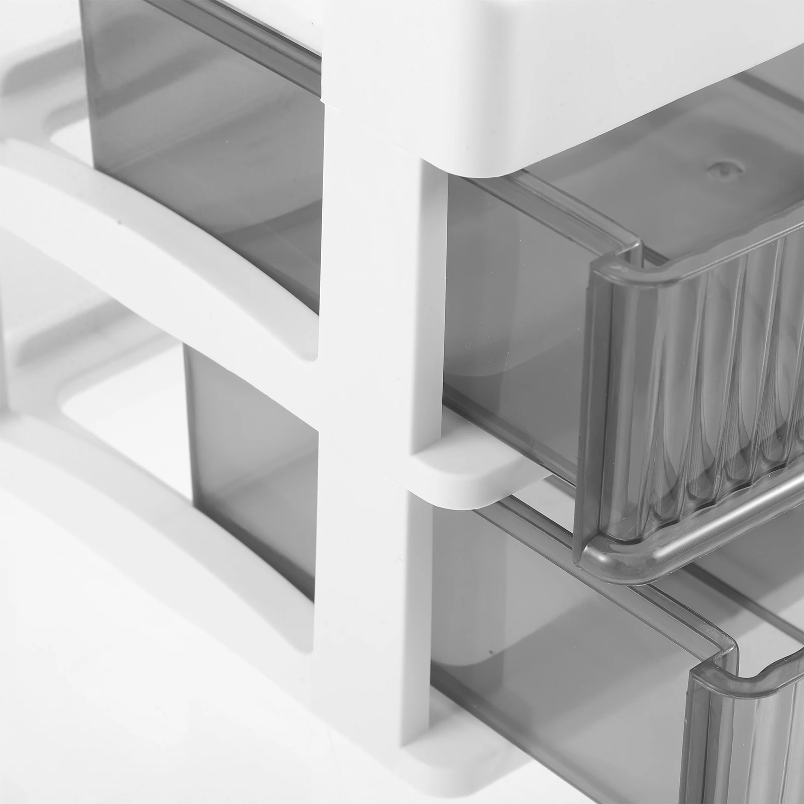 

2PCS Clear Storage ganizer Box Desktop Drawer Multi Layer Plastic Tabletop Stationery Holder for Office Container Grey