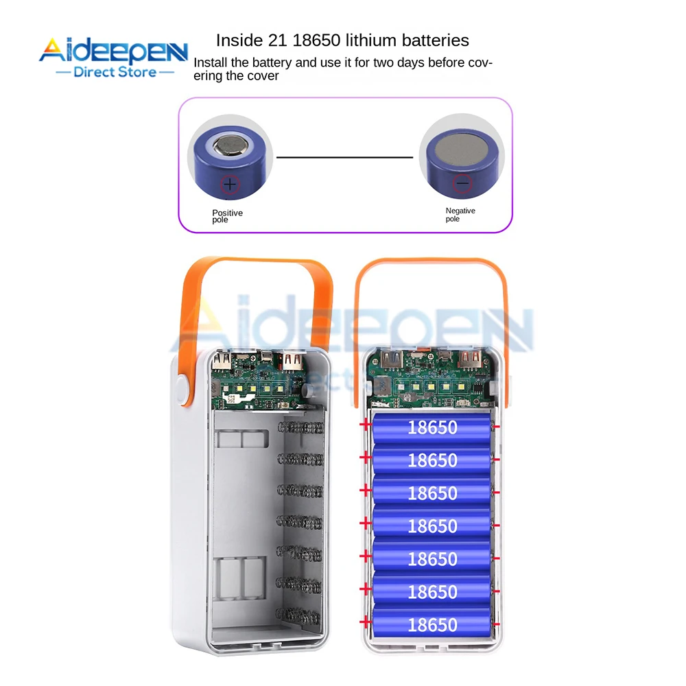 DIY 21x18650 pd qc3.0 USB 5V 2.1a 10W 3,0 W Batteriesp eicher box schnelles kabelloses Laden Power Bank Gehäuse 2,1 Batterie halter