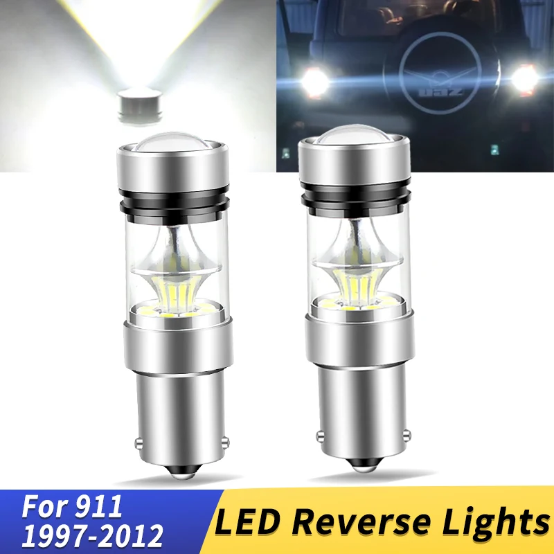 2Pcs 12V Car LED Reverse Lights White Bulbs Lamps 1156 P21W Canbus No Erro For 911 1997-2012 Auto parts