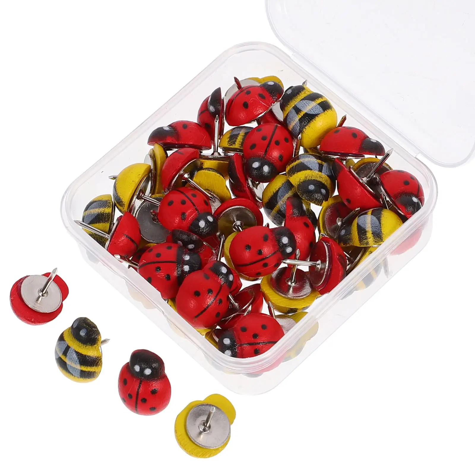 

50pcs Wooden Animal Shaped Thumbtacks Small Pushpins Replaceable Cork Board Accessories Daily Use Office Supplies