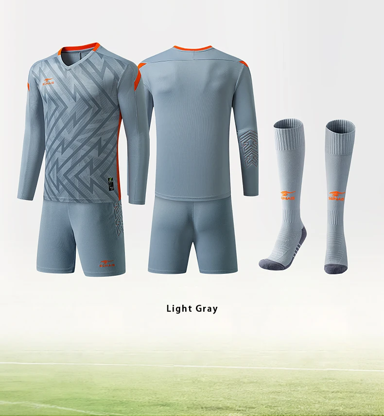 SUNAIS Herren Torwart-Trikot Kinder Langarm Fußball-Uniform Set Fußballshorts und Socken Atmungsaktive Schnelltrocknende Trainingsausrüstung – Detail 6