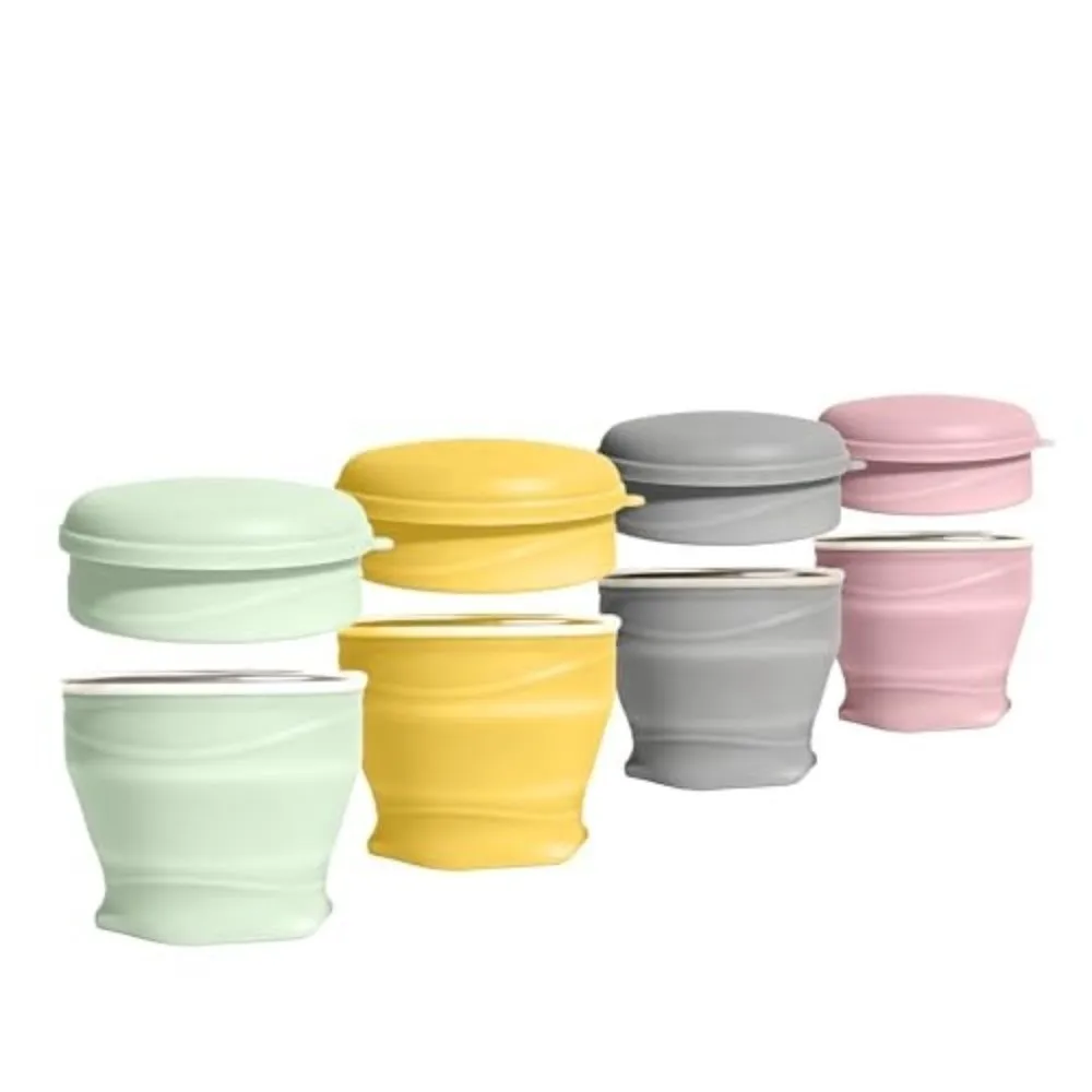 180ml Collapsible Travel Cup with Lid Stainless Steel Rim Mini Silicone Cup with Strap Lightweight Folding Water Cup Outdoor Use