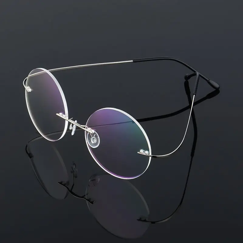 Retro Round Frame Borderless Ultra-Light and Ultra-Thin Reading Glasses, Unisex, Super Elastic and Screw-Free