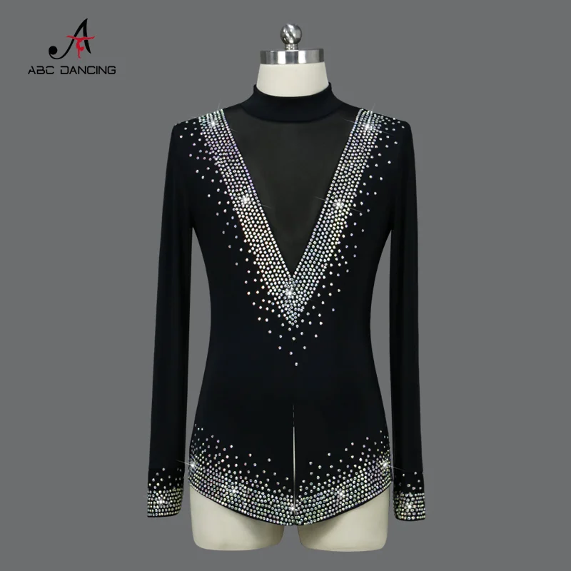 2024 uomo latino Dancewear Costume da competizione di danza professionale da uomo abbigliamento sportivo di cristallo bambini Samba Practice Wear sala da ballo