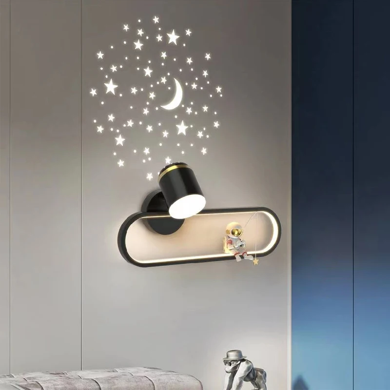 

Modern Astronaut Led Wall Light Kids Room Decor Bedroom Bedside Lamp Cartoon Moon Starry Night Light Wandlamp Children Wall Lamp