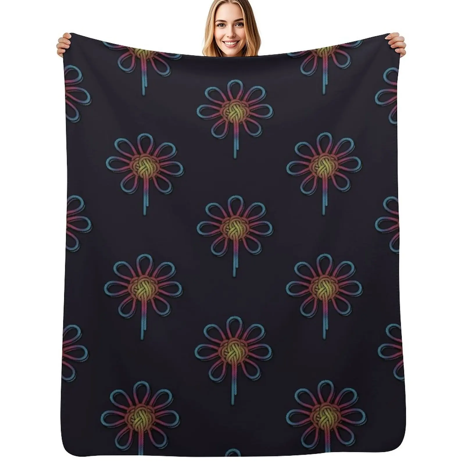 Colorful rope flower knot pattern - mountaineering climbing gift Throw Blanket Moving Furrys Tourist Blankets