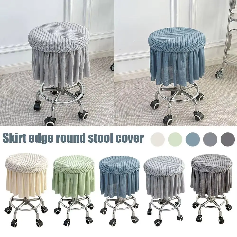 

Round Stool Cushion Cover Soft Thickened Elastic Stool Slipcover Skirt Hem Full-Coverage Seat Cushion Protector Kitchen