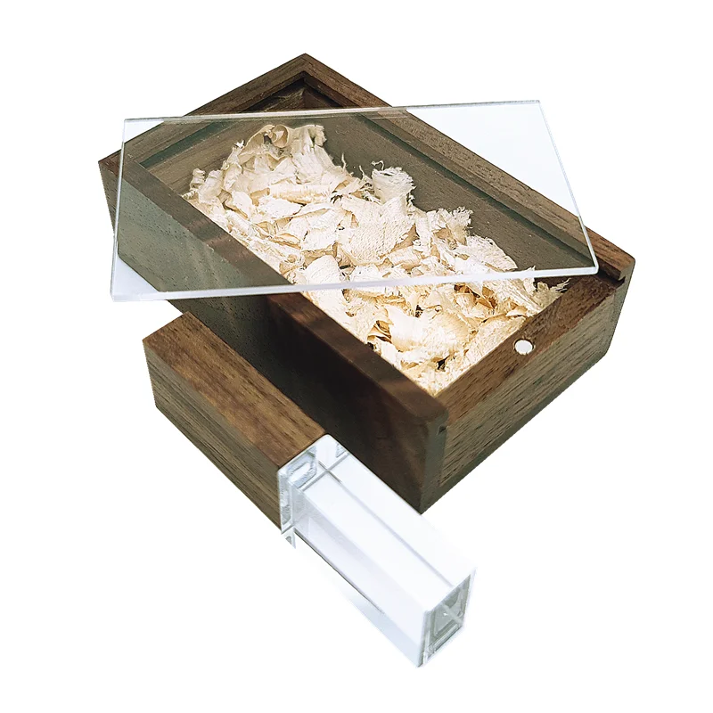 Free Custom Color Printing LOGO Metal Crystal USB2.0 Flash Drive and Acrylic Walnut Box 4GB 8GB 16GB 32GB 64GB 128GB