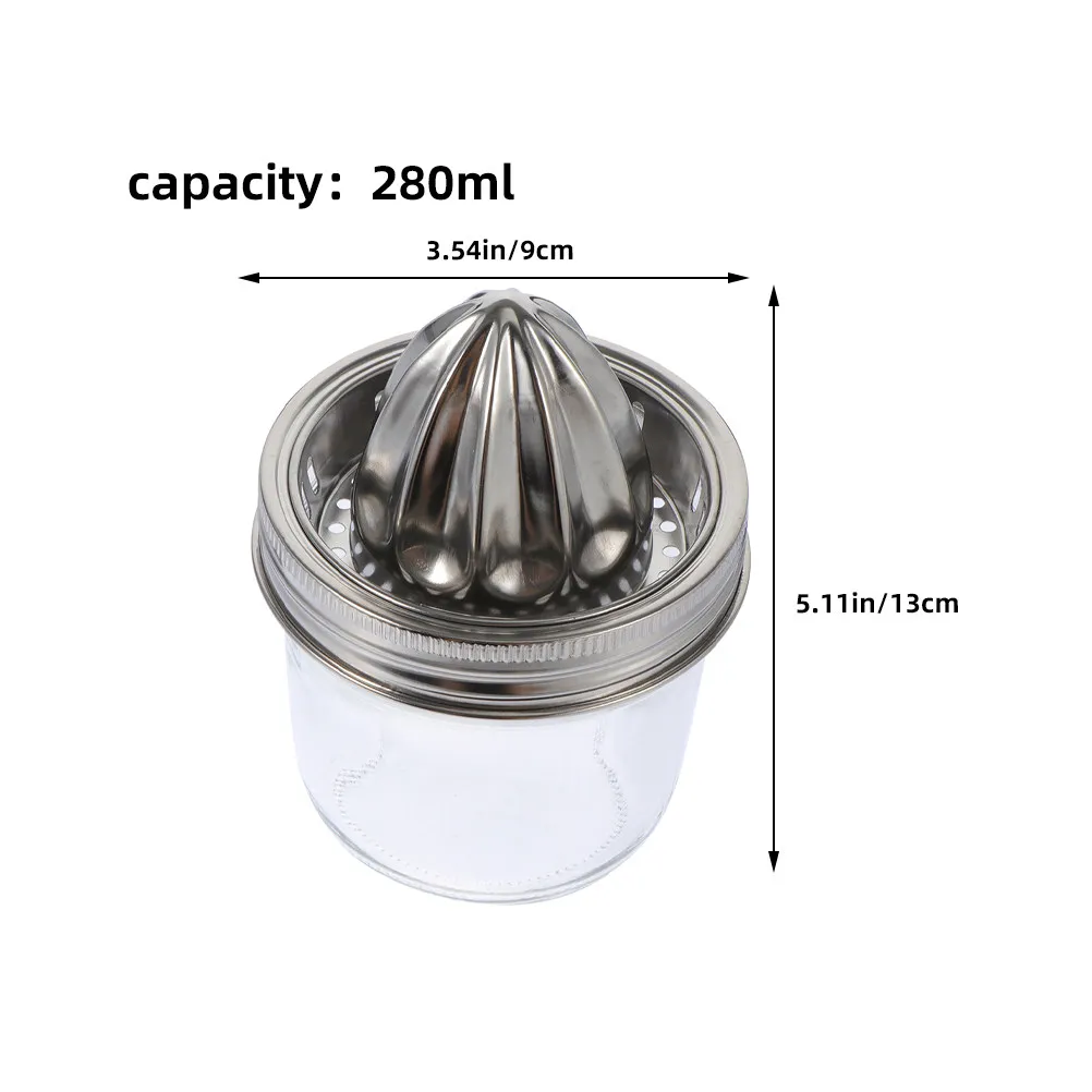 2Pcs Home Kitchen Citrus Juicer Stainless Steel Mason Jar Style Manual Juice Press for Oranges Lemons Limes Fruit Juice Maker