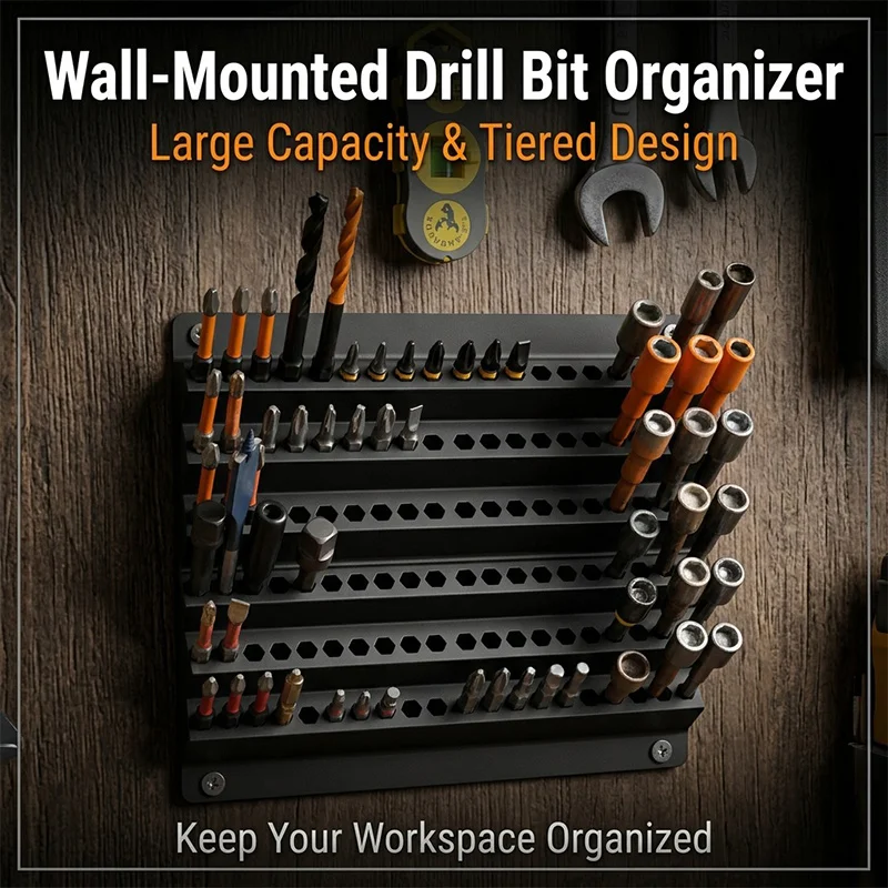 Garage 3D Printed Wall Mount Bit Holder Hex Head Storage Rack Home Tools Sorting Hardware Screwdriver For 6.3mm Batch Head