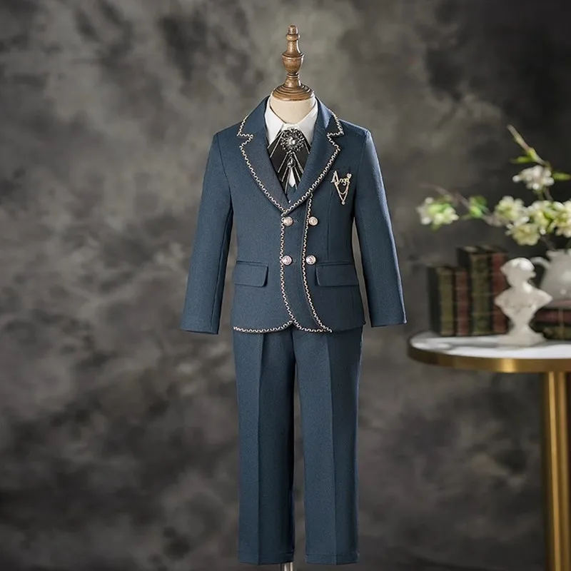 

New High-End Children's Prom Suits Wedding Birthday Party Kids Piano Performance Boy's Blazer Sets A4436