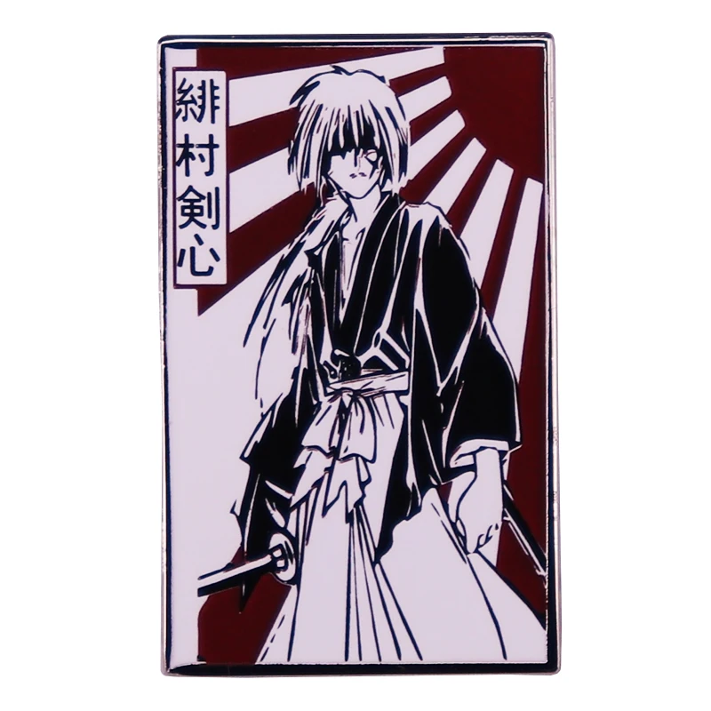 Himura Kenshin enamel pin Backpack Collar Pins Jewelry accessories Japanese anime boy swordsman brooch badge