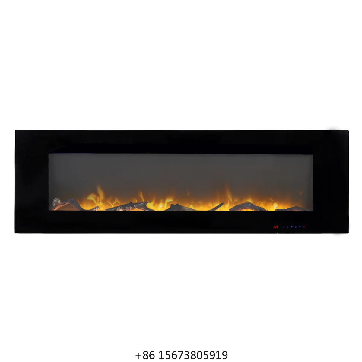 

60-дюймовый настенный электрический камин-обогреватель с LED-эффектом пламени, сенсорным пультом ДУ, экологичный, для использования в отелях (современный дизайн)