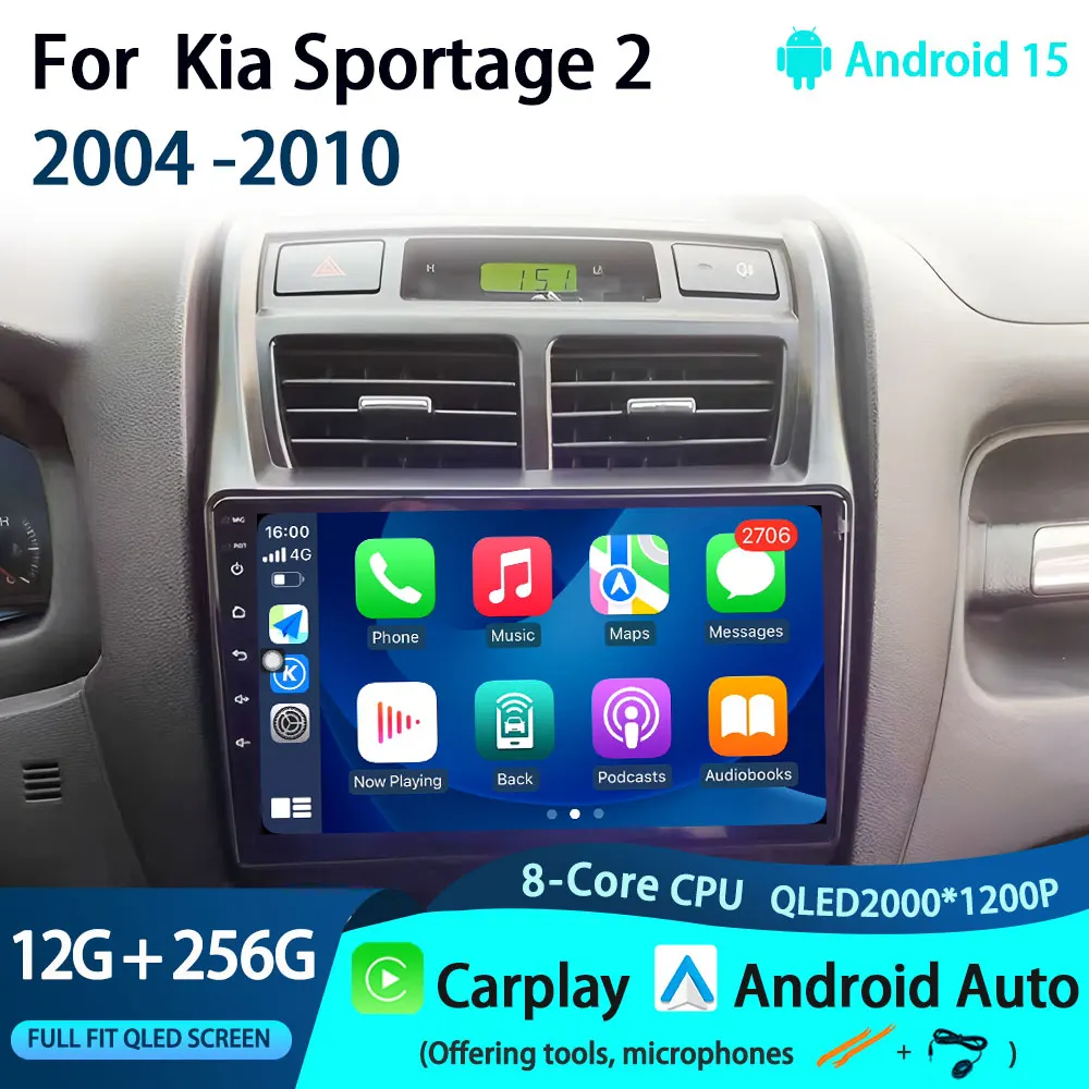

no 2Din Android 15 Car Radio For Kia Sportage 2 2004 -2010 Auto Multimedia Player Stereo BT 4G WIFI GPS Head Unit