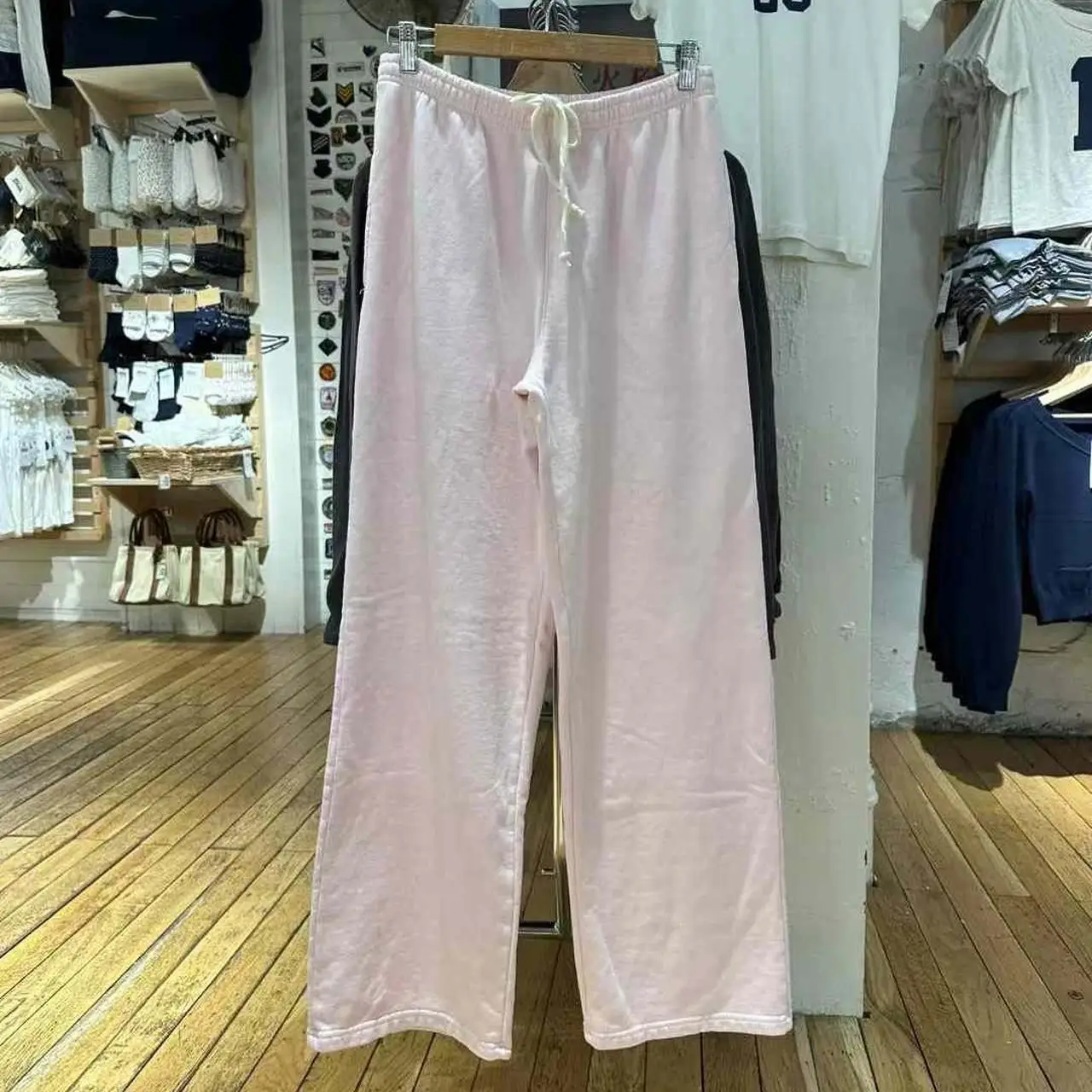 

Drawstring Pink Straight Pants Women New Elastic Waist Sweet Simple Sport Trouser Y2k Fashion All-match Casual Pants 2025 Spring