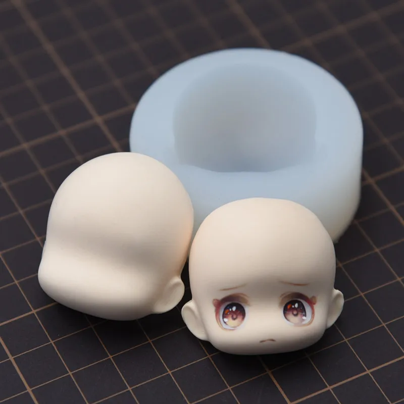 Silicone 3D Doll Face Mould, Head Mould, DIY Making Up Practice Accessory, Toys for Girls, Gift for Girls, BJD, SD, OB11