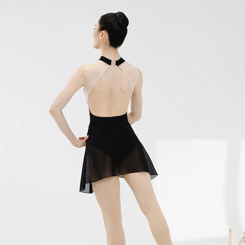 Frauen Ballett Tanz Trikots rücken frei ärmellose schwarze Trikot Stehkragen Kostüm erwachsene Mädchen tanzen Bodysuit Bade bekleidung